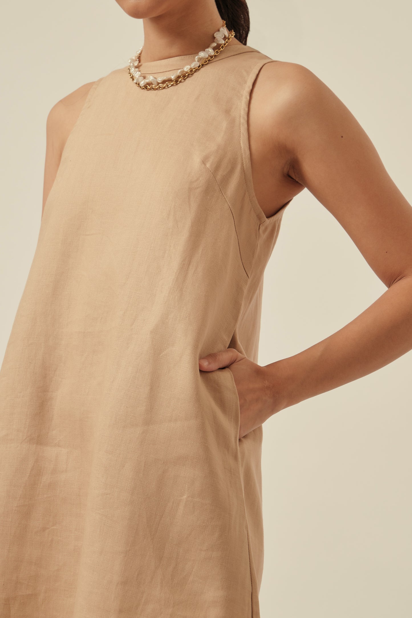 Aperitivo Dress in Biscuit with BOW