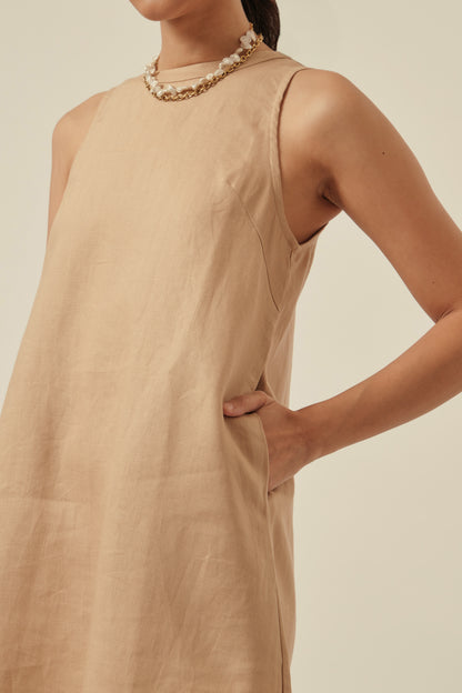 Aperitivo Dress in Biscuit with BOW